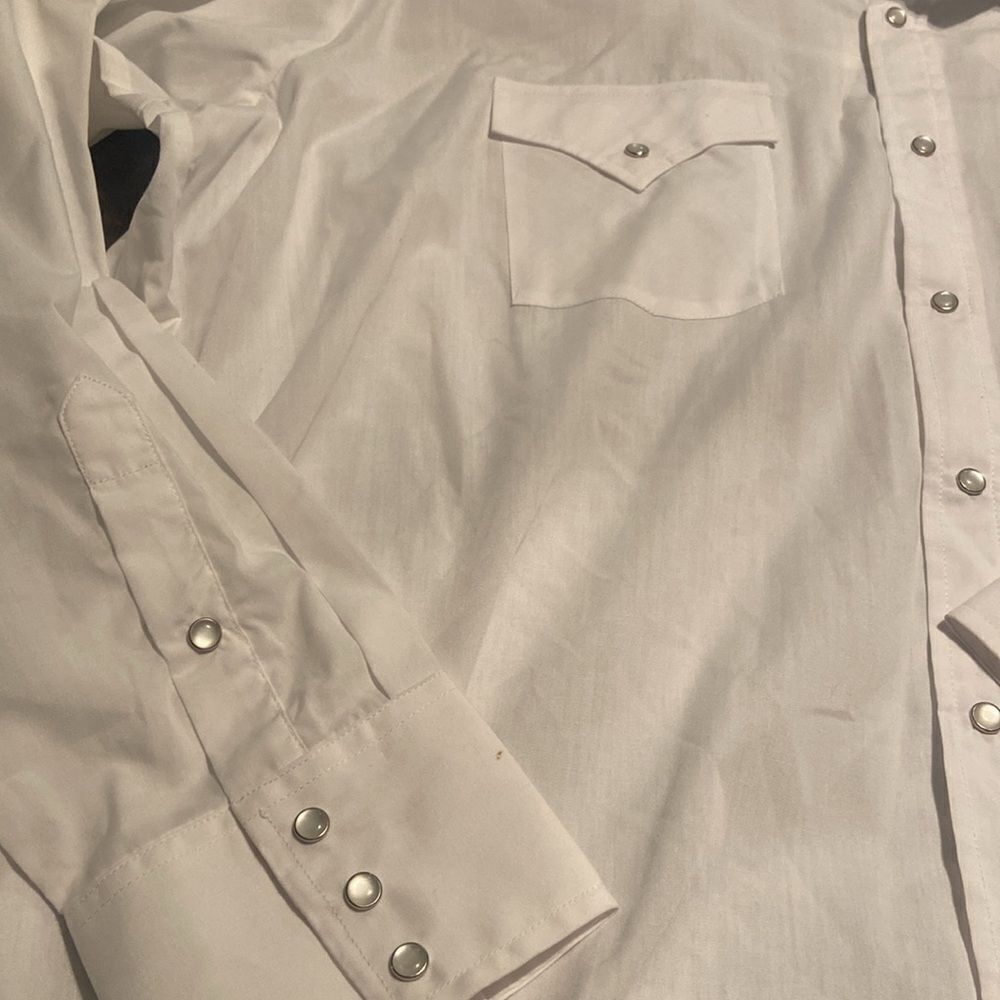 Vintage sheplers western Pearl snap dress shirt men’s tall 18.5–37 white - Picture 2 of 5